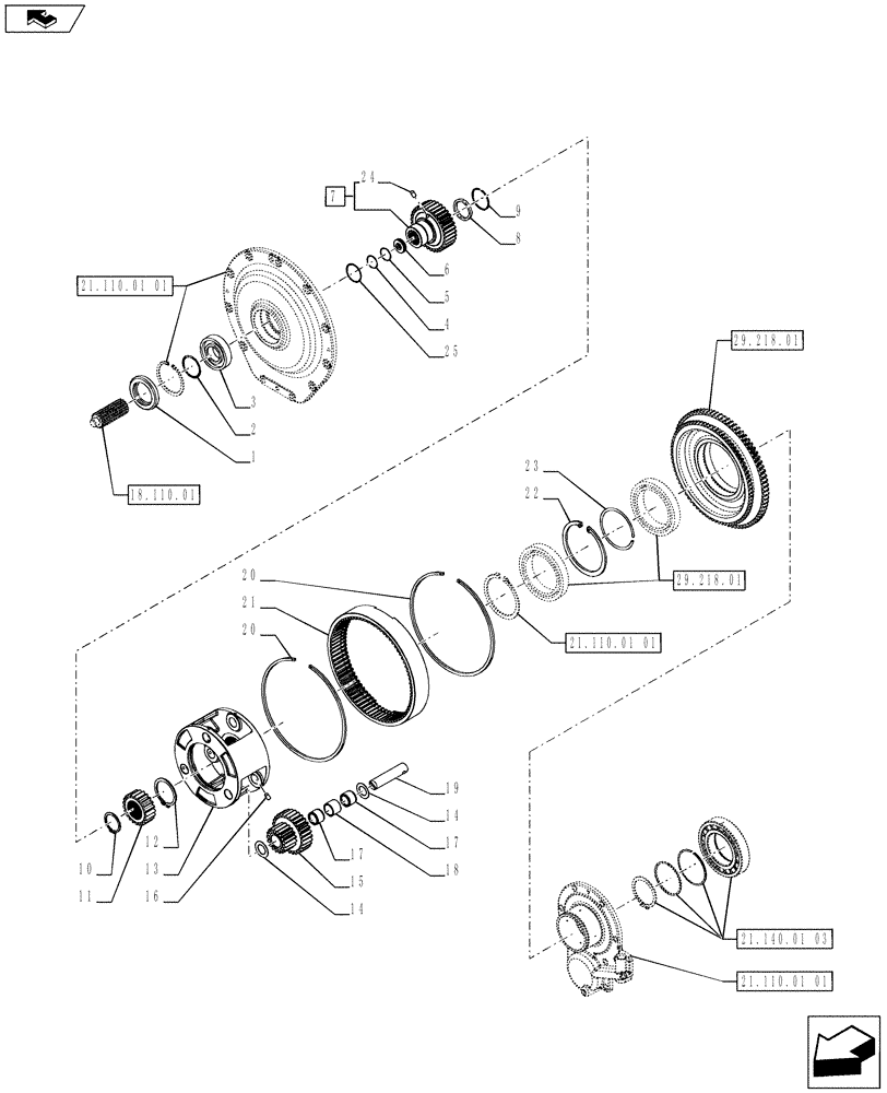 Схема запчастей Case IH PUMA 230 - (21.140.01[02]) - TRANSMISSION - PLANETARY DRIVE (21) - TRANSMISSION
