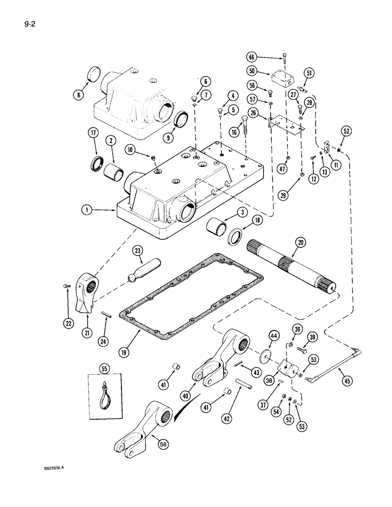 Схема запчастей Case IH 7120 - (9-002) - HITCH ROCKSHAFT (09) - CHASSIS/ATTACHMENTS