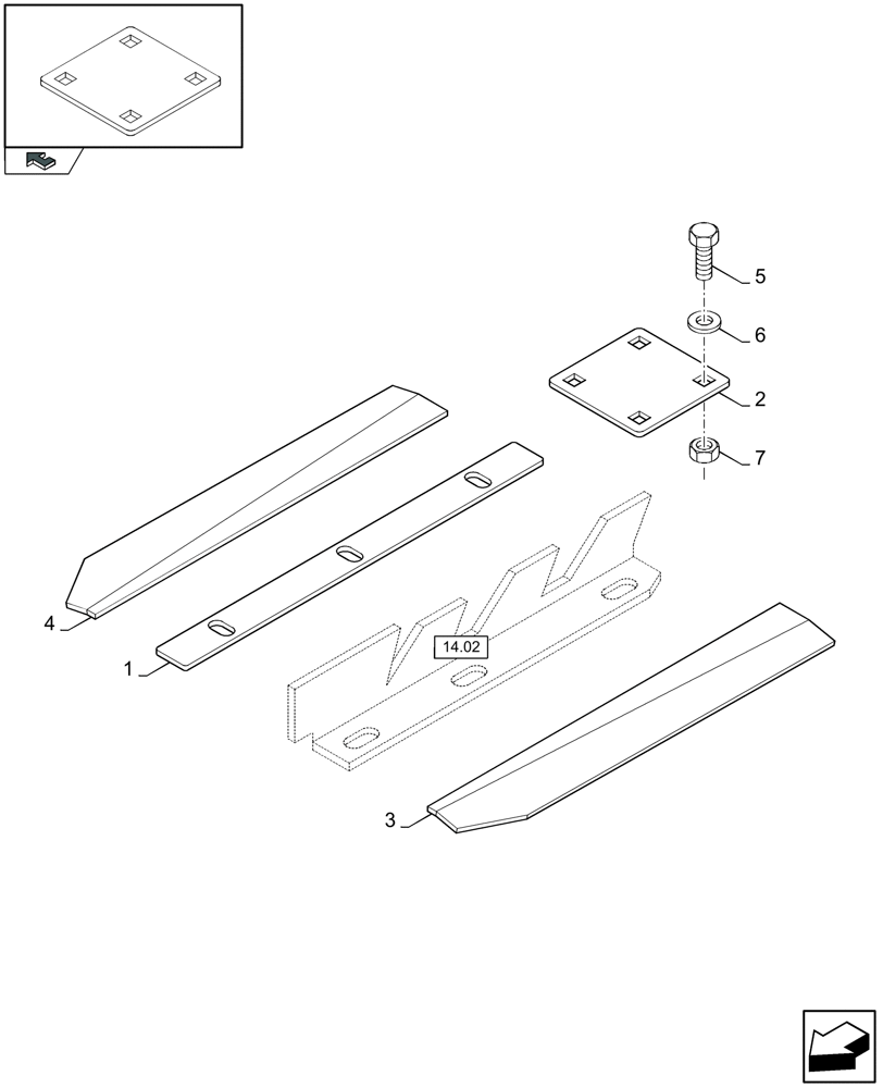 Схема запчастей Case IH LBX332R - (14.07[01]) - WEAR PLATES (14) - BALE CHAMBER