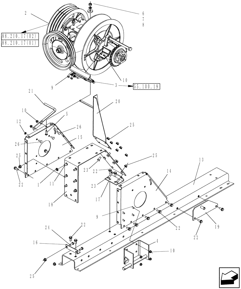 Схема запчастей Case IH 5130 - (66.260.27) - SUPPORT ASSEMBLY, SEPARATOR JACKSHAFT W/ CHOPPER (66) - THRESHING