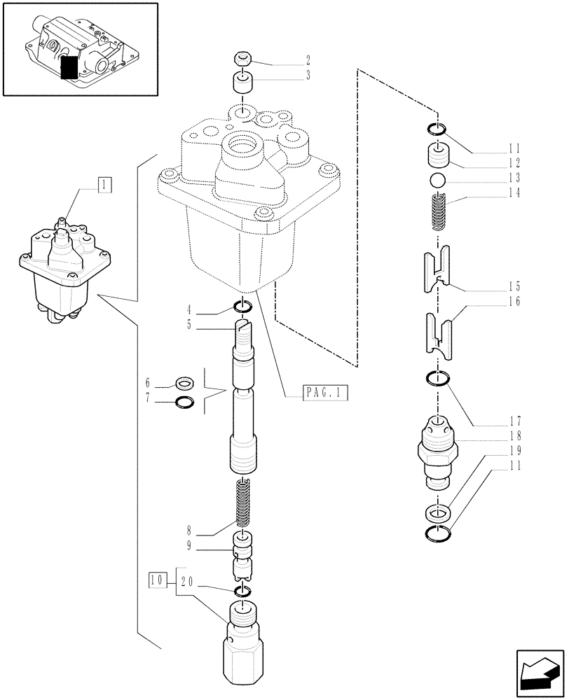 Схема запчастей Case IH MAXXUM 115 - (1.82.4/01A[02]) - LOAD SENSING VALVE - BREAKDOWN (VAR.330840-331840-331914) (07) - HYDRAULIC SYSTEM