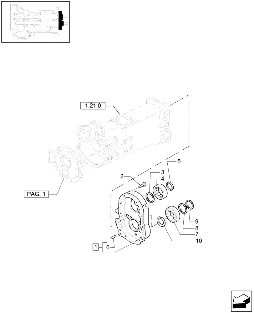 Схема запчастей Case IH MXU110 - (1.21.0/01[02]) - (VAR.129) 16X16 (SPS) GEARBOX - REAR COVER (03) - TRANSMISSION