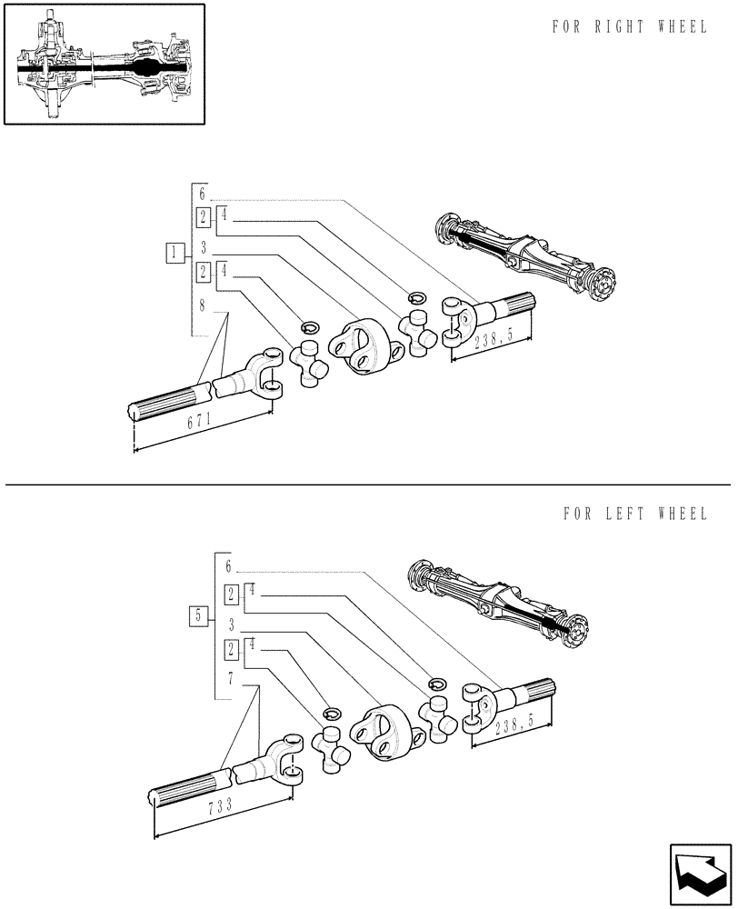 Схема запчастей Case IH MAXXUM 110 - (1.40. 5/10A[01A]) - SHAFT ARTICULATED - BREAKDOWN - D5954 - C6449 (VAR.330427) (04) - FRONT AXLE & STEERING