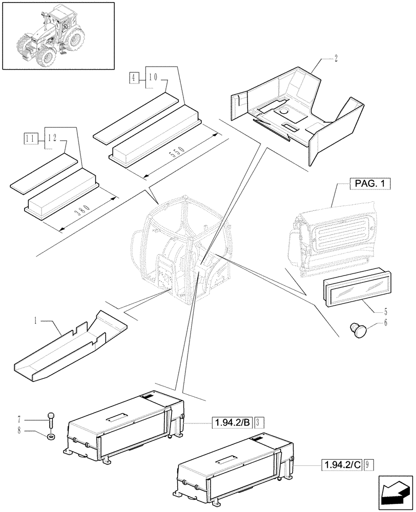 Схема запчастей Case IH MXU130 - (1.94.2[03]) - HEATING - HEATER-AIR CONDITIONER AND RELATED PARTS (10) - OPERATORS PLATFORM/CAB