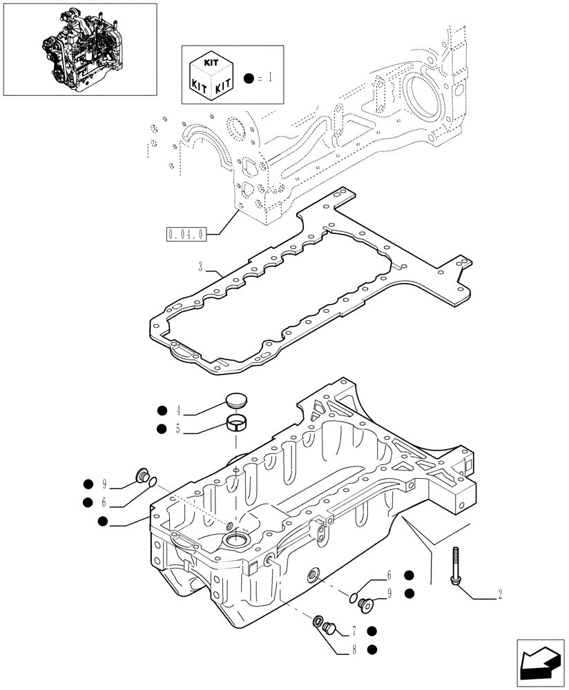 Схема запчастей Case IH JX1085C - (0.04.2) - ENGINE OIL SUMP (01) - ENGINE