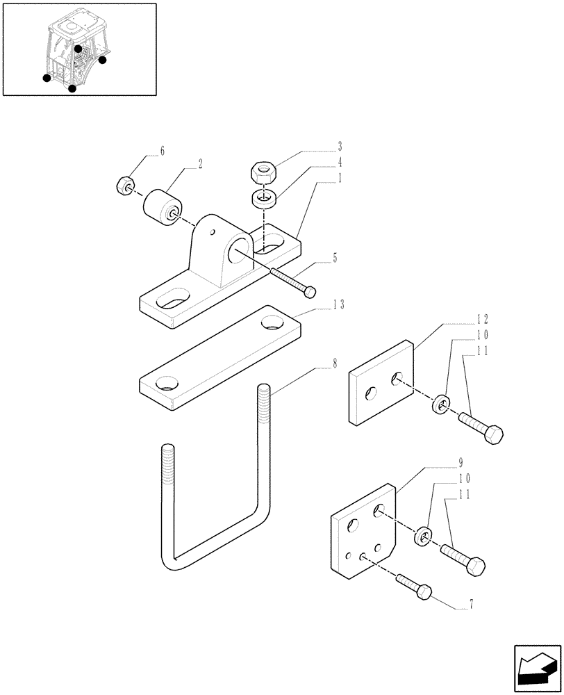 Схема запчастей Case IH JX1095C - (1.87.0[02]) - CAB SUPPORTS - C5140 (08) - SHEET METAL