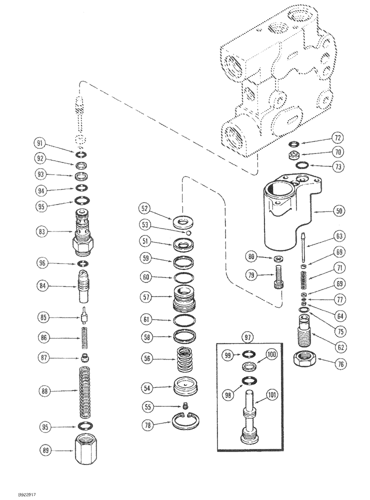 Схема запчастей Case IH 7140 - (8-066) - HYDRAULIC REMOTE VALVE ASSEMBLY, SECOND, THIRD AND FOURTH REMOTE WITH LOAD CHECK (CONTD) (08) - HYDRAULICS