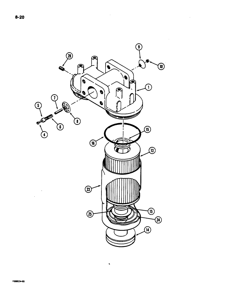 Схема запчастей Case IH 9170 - (8-20) - HYDRAULIC OIL FILTER ASSEMBLY (08) - HYDRAULICS