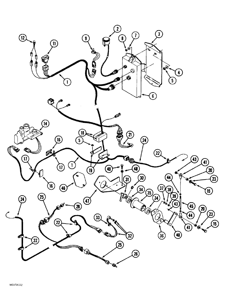 Схема запчастей Case IH 9380 QUADTRAC - (4-070) - THREE POINT HITCH HARNESSES, PRIOR TO P.I.N. JEE0069655 (04) - ELECTRICAL SYSTEMS