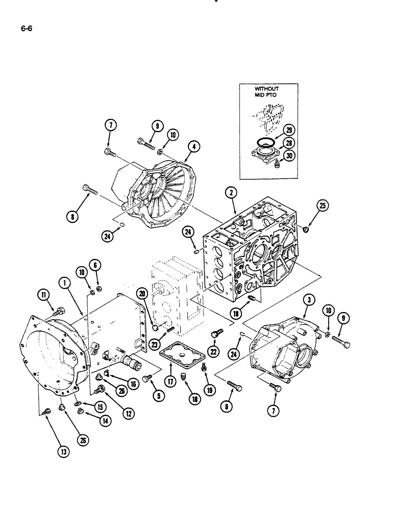 Схема запчастей Case IH 235 - (6-06) - HOUSINGS, CLUTCH, DIFFERENTIAL AND REAR AXLE, HYDROSTATIC TRANSMISSION (06) - POWER TRAIN