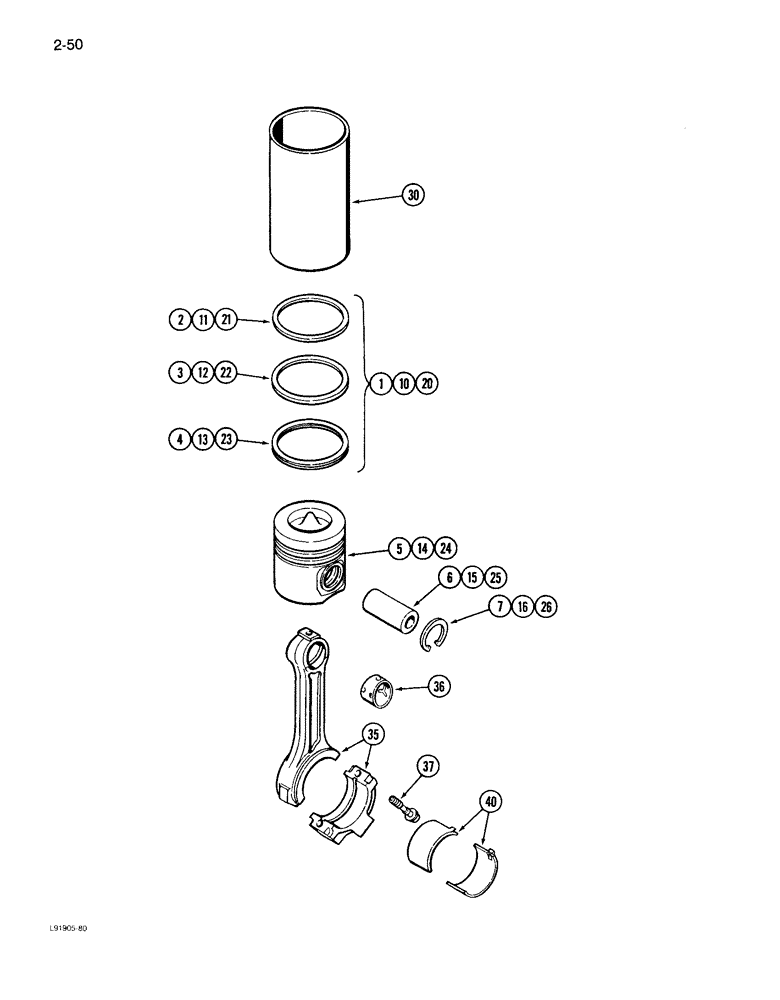 Схема запчастей Case IH 1640 - (2-50) - PISTONS, 6TA-590 ENGINE (01) - ENGINE