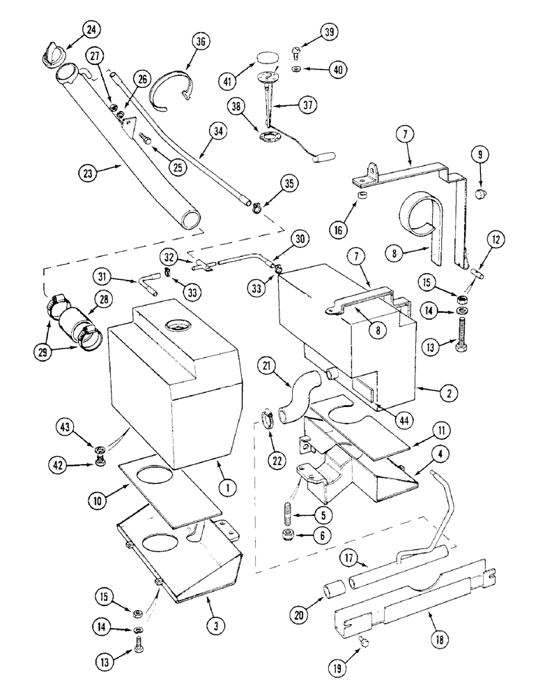 Схема запчастей Case IH 1294 - (3-42) - FUEL TANKS AND SUPPORTS, TRACTORS WITH CAB (03) - FUEL SYSTEM