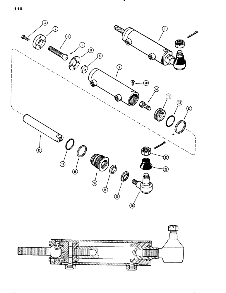 Схема запчастей Case IH 1090 - (110) - STEERING CYLINDER (05) - STEERING