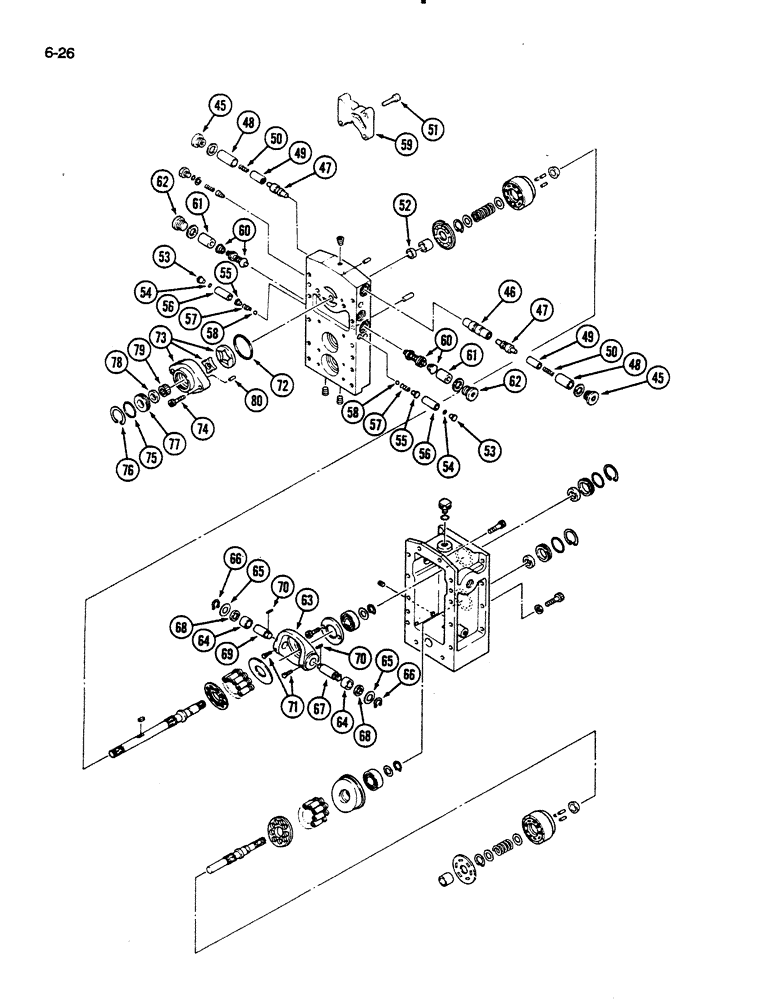 Схема запчастей Case IH 235 - (6-26) - HYDROSTATIC TRANSMISSION (CONTD) (06) - POWER TRAIN