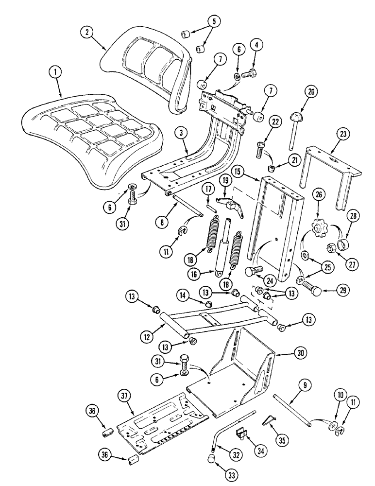 Схема запчастей Case IH 1494 - (9-420) - SEAT ASSEMBLY, K307863, TRACTORS WITHOUT CAB (09) - CHASSIS/ATTACHMENTS