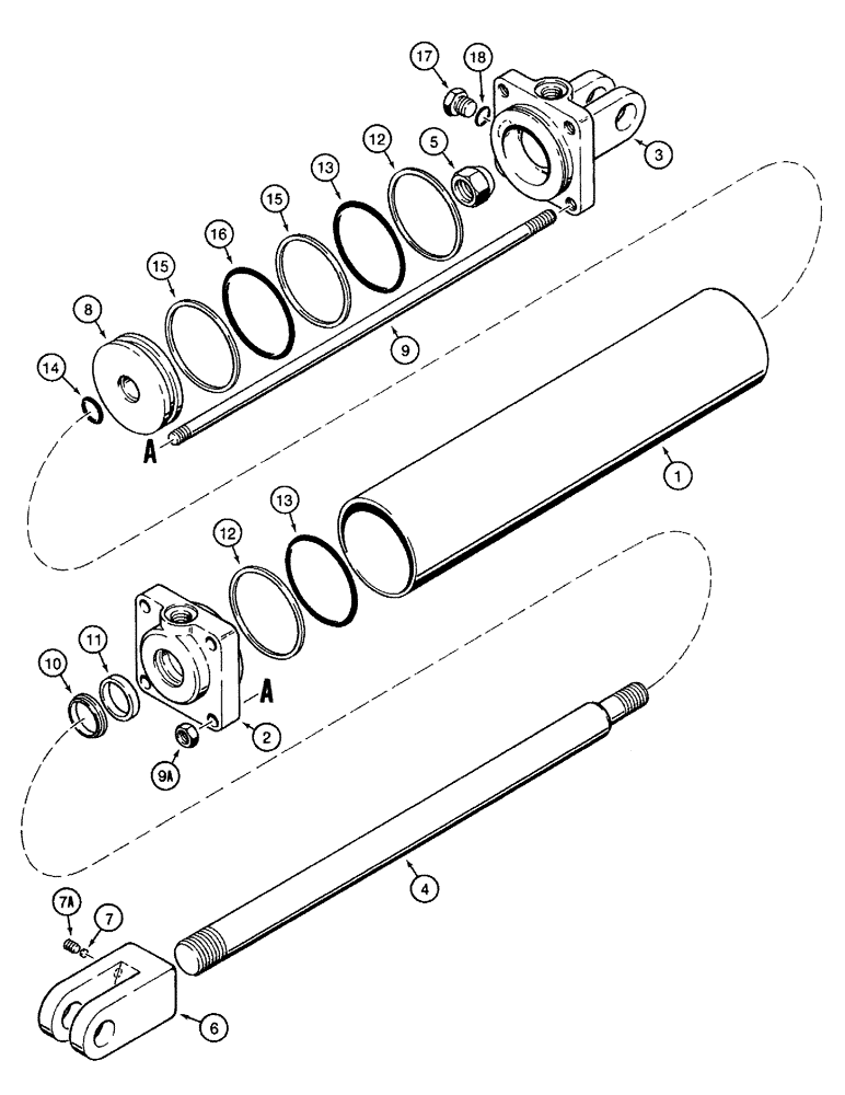 Схема запчастей Case IH 770 - (08-26) - TRANSPORT LIFT CYLINDER - 84995C91, TIE BOLT TYPE, 4 INCH ID (08) - HYDRAULICS