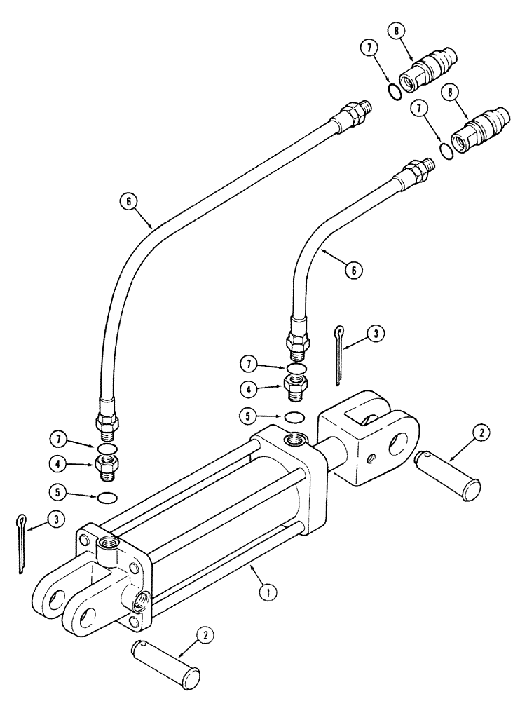 Схема запчастей Case IH 700 - (8-01) - FRONT HYDRAULIC EQUIPMENT, 5 X 8 INCH CYLINDER (08) - HYDRAULICS