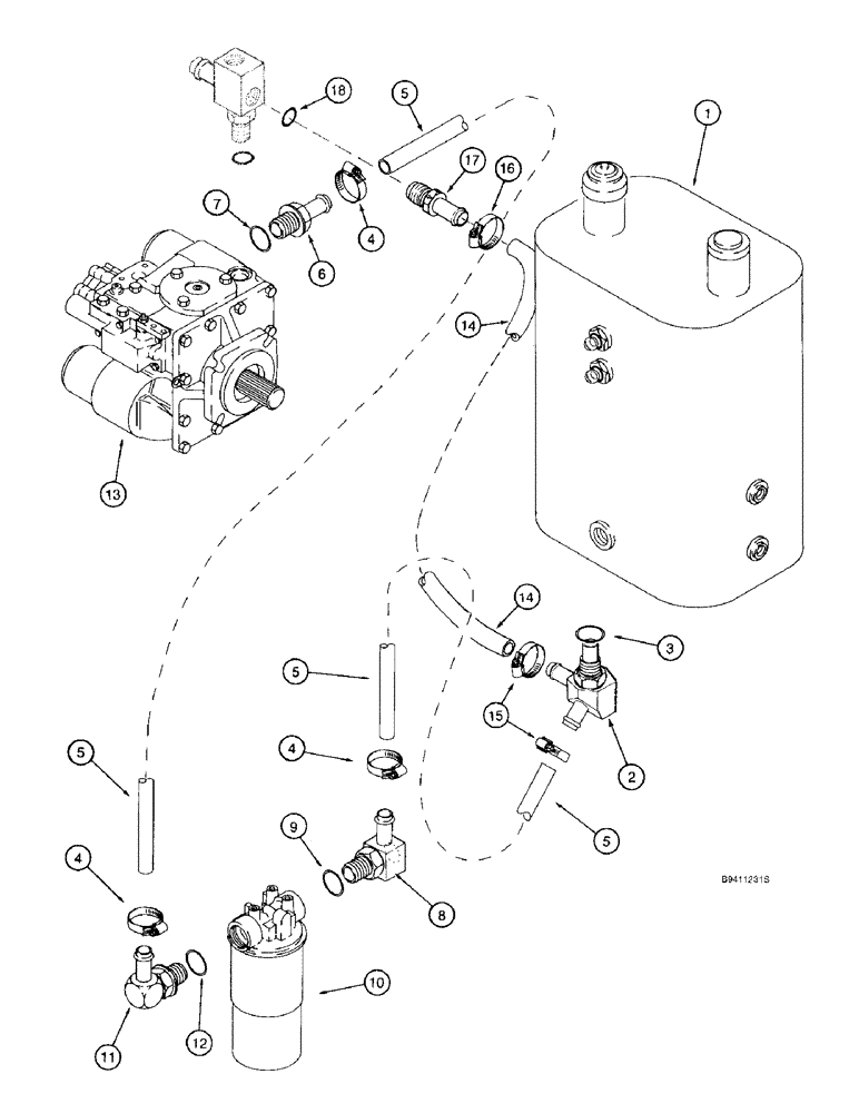 Схема запчастей Case IH 2188 - (8-04) - HYDROSTATIC PUMP HYDRAULIC SYSTEM, RESERVOIR TO PUMP (07) - HYDRAULICS