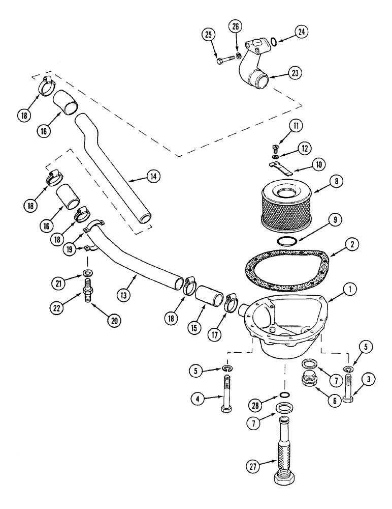 Схема запчастей Case IH 1494 - (8-284) - INLET FILTER AND TUBES (08) - HYDRAULICS