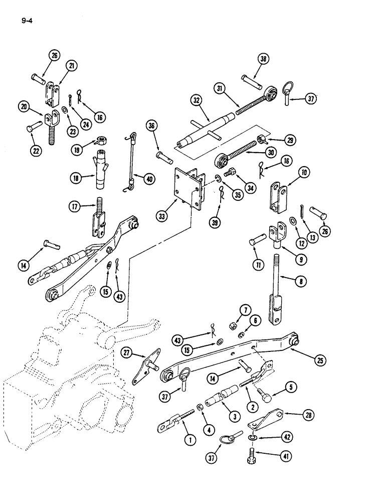 Схема запчастей Case IH 245 - (9-04) - THREE POINT HITCH (09) - CHASSIS/ATTACHMENTS