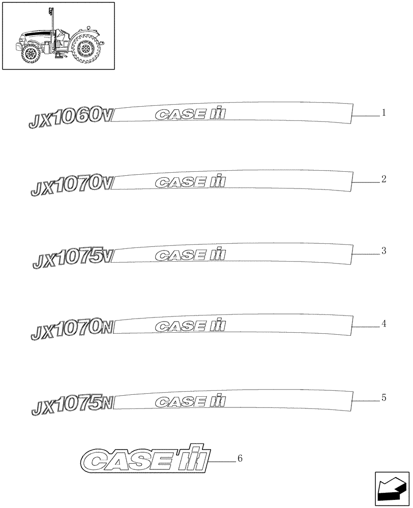 Схема запчастей Case IH JX1070N - (1.98.2) - DECALS MODELS IDENTIFICATION (13) - DECALS