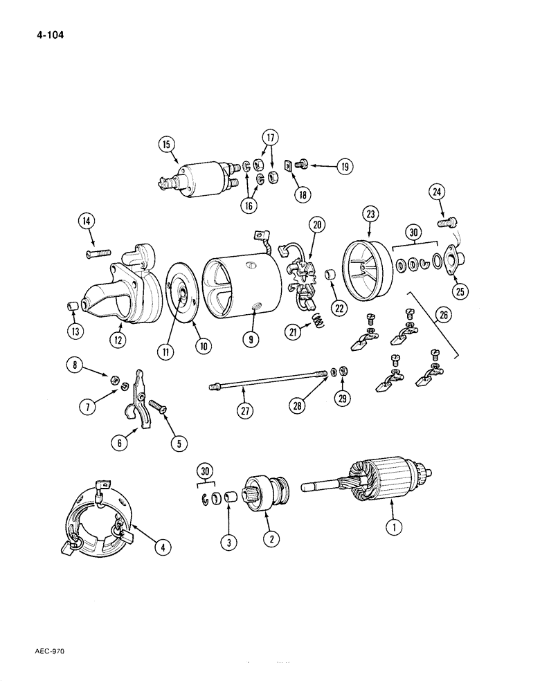 Схема запчастей Case IH 385 - (4-104) - STARTER MOTOR, BOSCH (04) - ELECTRICAL SYSTEMS