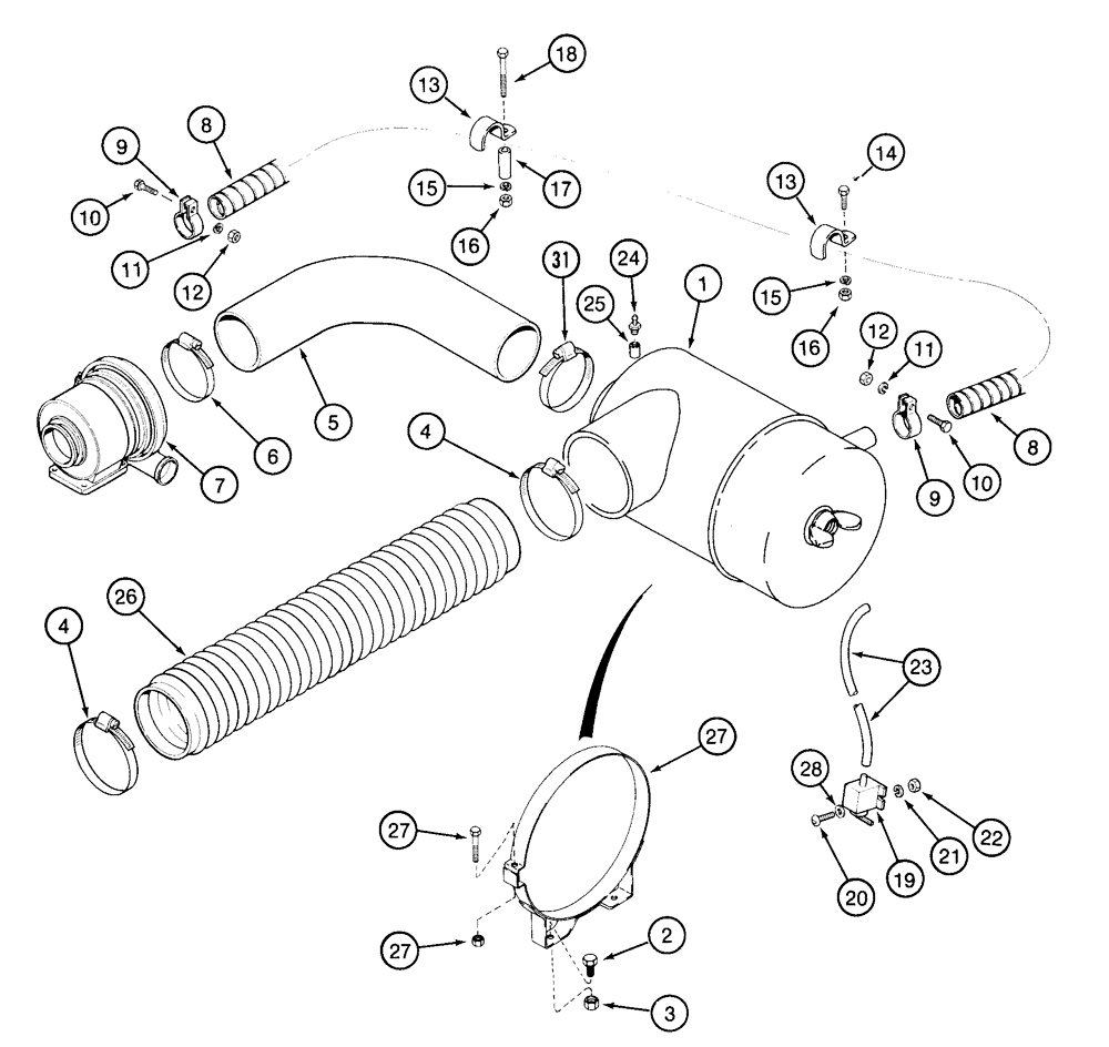 Схема запчастей Case IH 2155 - (2-10) - AIR INDUCTION SYSTEM (01) - ENGINE