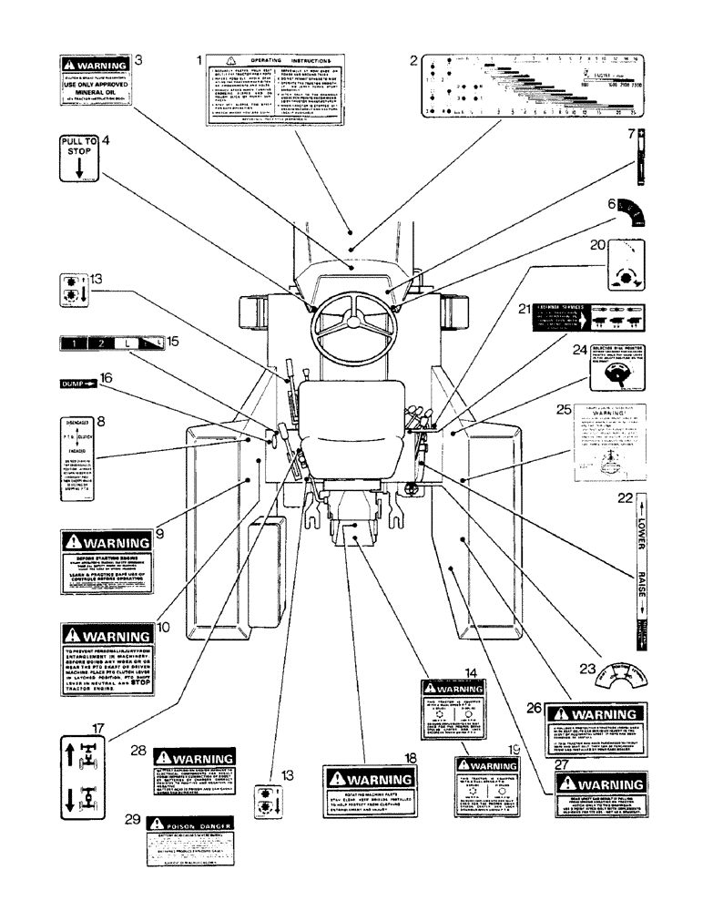 Схема запчастей Case IH 1690 - (V02-1) - DECALS AND INSTRUCTION PLATES, LOW PROFILE MODEL (18) - MISCELLANEOUS