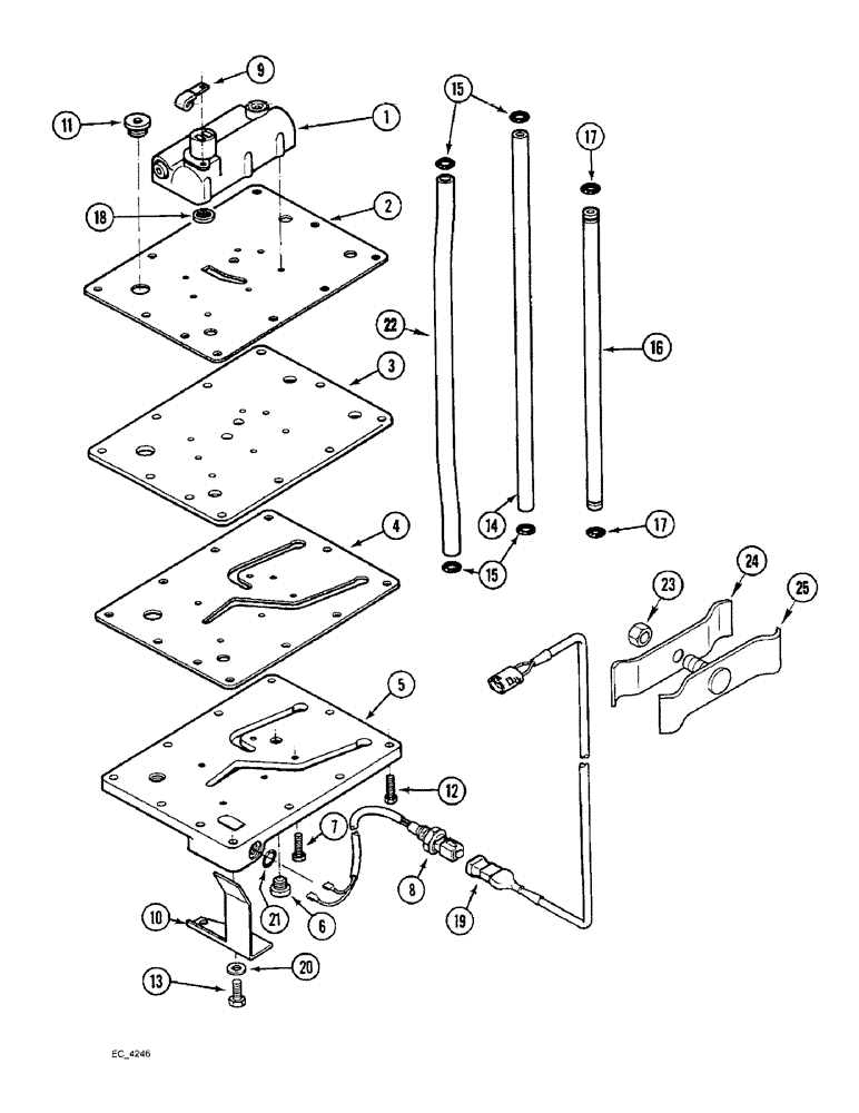 Схема запчастей Case IH 4240 - (8-12) - REGULATOR VALVE MOUNTING PLATE, TWO SPEED POWER SHIFT (08) - HYDRAULICS