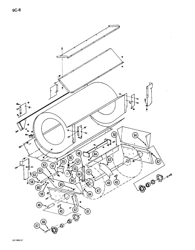 Схема запчастей Case IH 1640 - (9C-08) - CLEANING FAN AND SHIELDS (CONTD) (15) - BEATER & CLEANING FANS