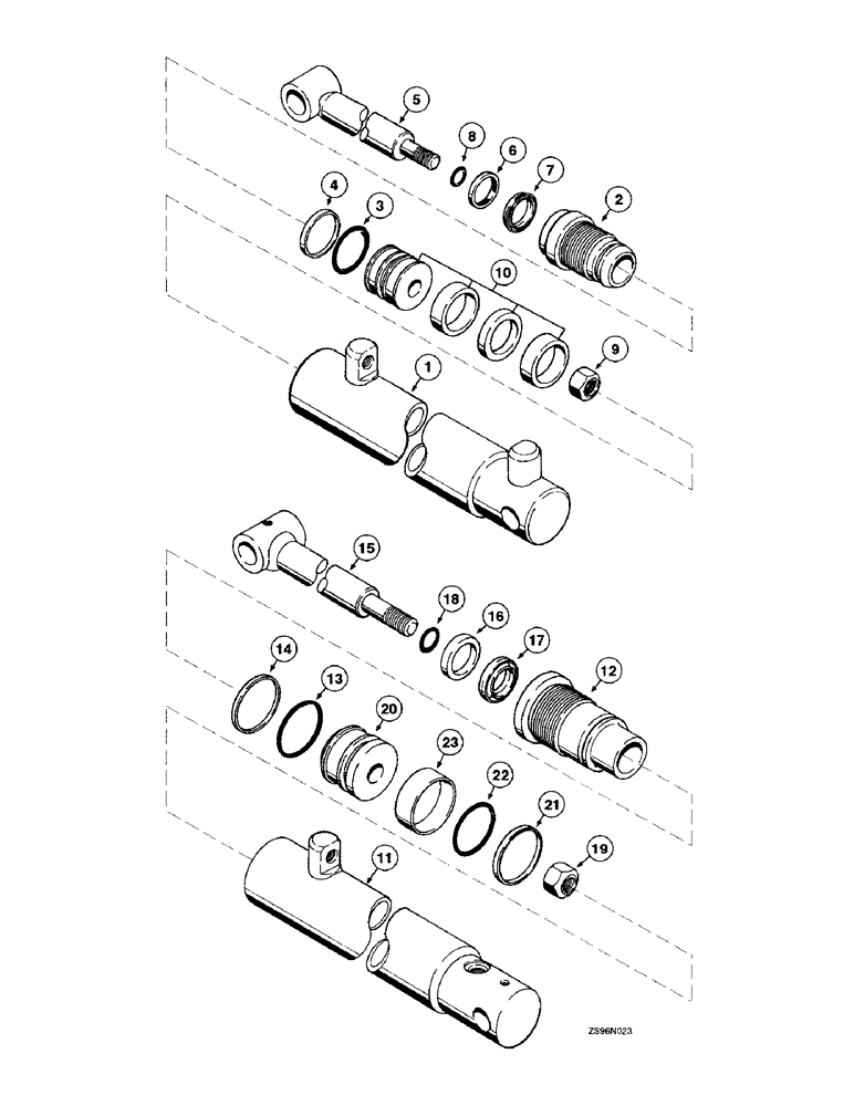 Схема запчастей Case IH 2455 - (8-40) - WELDED DOUBLE ACTING CYLINDERS, 2-1/2 ID X 22-3/8 INCH STROKE 