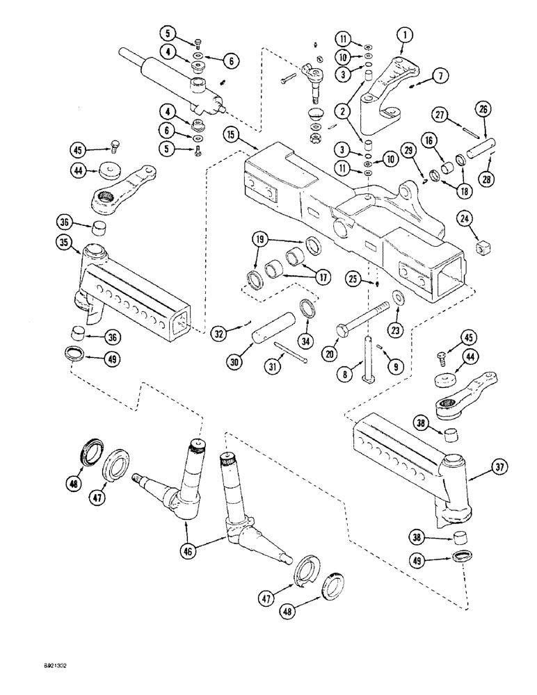 Схема запчастей Case IH 1800 - (5-14) - ADJUSTABLE STEERING AXLE, PRIOR TO P.I.N. JJC133070 (04) - STEERING