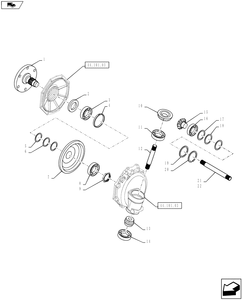 Схема запчастей Case IH FARMALL 35B - (25.108.01) - FRONT DRIVE (25) - FRONT AXLE SYSTEM