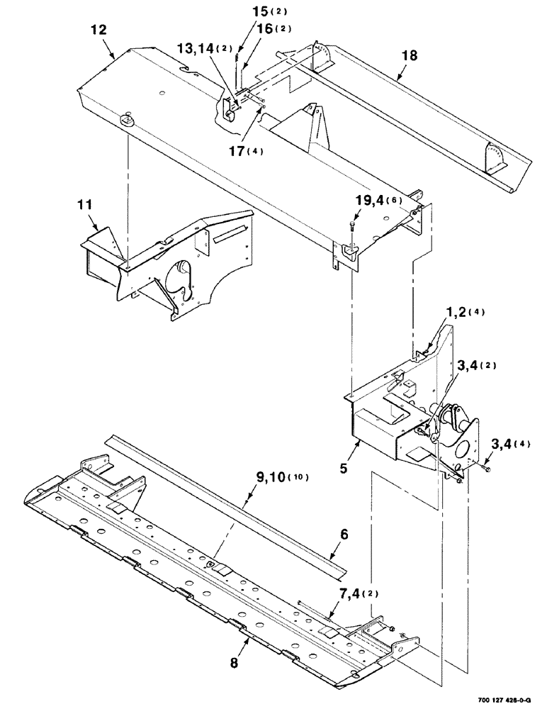 Схема запчастей Case IH 8309 - (7-10) - HEADER FRAME ASSEMBLY (58) - ATTACHMENTS/HEADERS