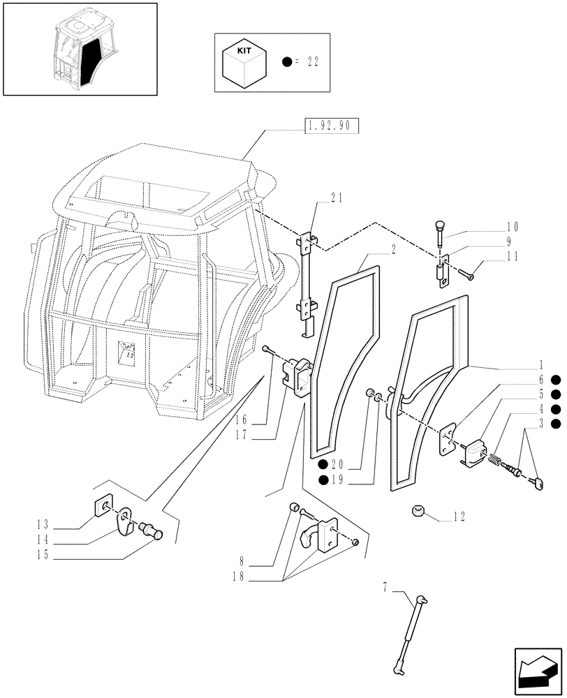 Схема запчастей Case IH JX60 - (1.92.92[04]) - CAB DOORS - C5620 (10) - OPERATORS PLATFORM/CAB