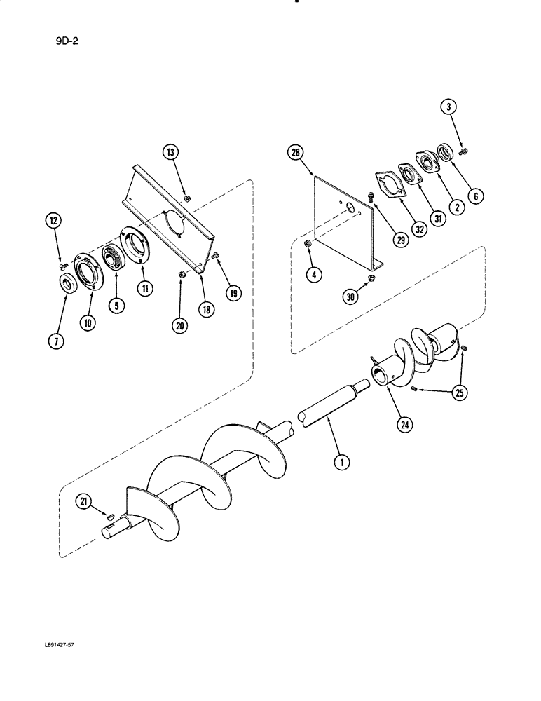 Схема запчастей Case IH 1670 - (9D-02) - HORIZONTAL GRAIN DELIVERY AND DISTRIBUTOR AUGER (16) - GRAIN ELEVATORS & AUGERS