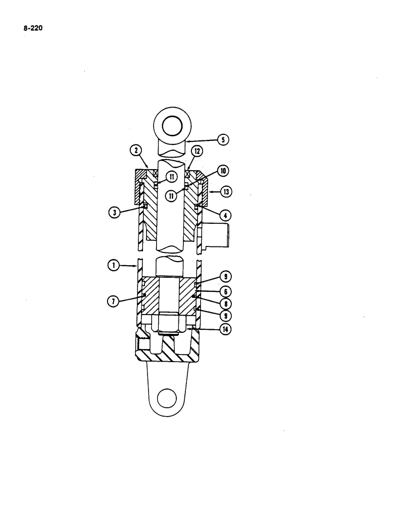 Схема запчастей Case IH 782 - (8-220) - BASKET LIFT CYLINDER, LOW DRUM P.I.N. 682 AND AFTER, HIGH DRUM P.I.N. 2125 AND AFTER (07) - HYDRAULICS