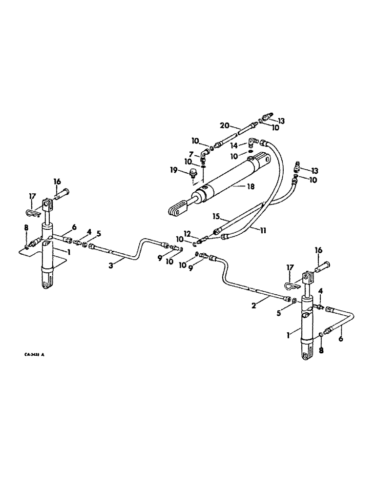 Схема запчастей Case IH 400 - (A-036) - HYDRAULIC CYLINDERS AND CONNECTIONS, FOR 4 AND 6 ROW, SERIAL NO. 1608 AND ABOVE 