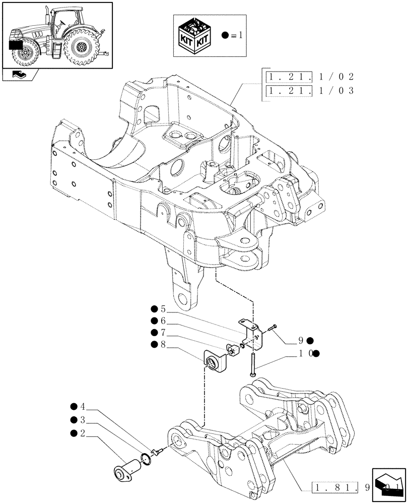 Схема запчастей Case IH MAXXUM 115 - (1.75.0/11) - INTEGRATED FRONT HPL - TURN ANGLE SENSOR (VAR.333648-334648-335648-336831-337831) (06) - ELECTRICAL SYSTEMS