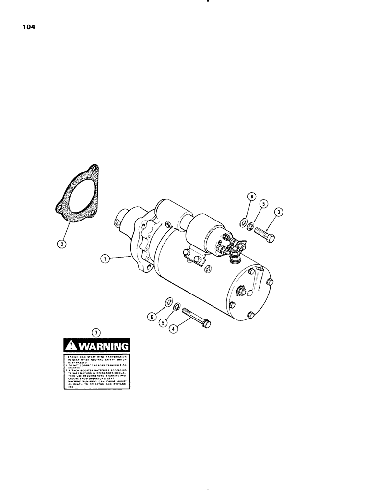 Схема запчастей Case IH 1270 - (104) - STARTING MOTOR (04) - ELECTRICAL SYSTEMS