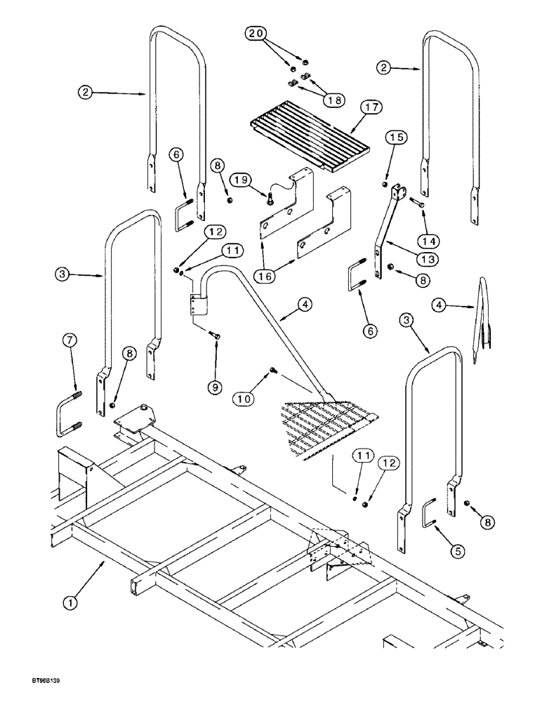 Схема запчастей Case IH 955 - (9F-050) - WALKWAY HANDRAILS AND STEP, 12 ROW NARROW - VERTICAL FOLD (09) - CHASSIS/ATTACHMENTS