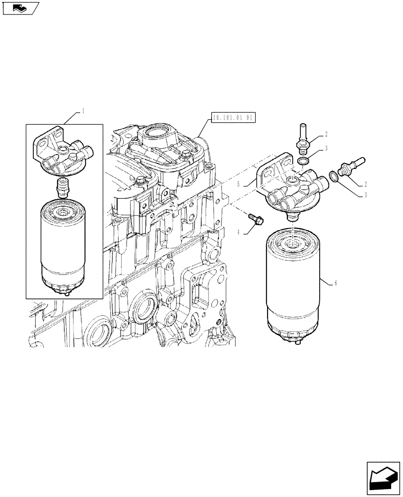 Схема запчастей Case IH FARMALL 65A - (10.206.01[01]) - FUEL FILTER (10) - ENGINE