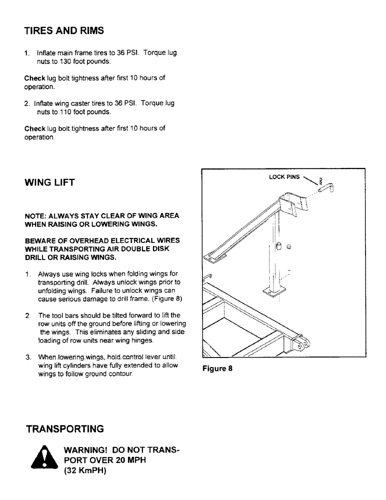 Схема запчастей Case IH CONCORD - (A08) - TIRES AND RIMS, WING LIFT, TRANSPORTING 
