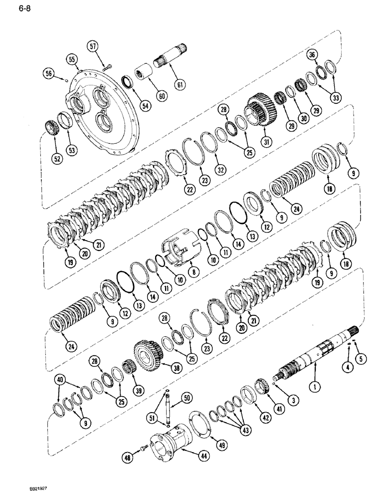 Схема запчастей Case IH 7120 - (6-008) - TRANSMISSION SPEED, INPUT SHAFT WITHOUT CREEPER, PRIOR TO TRANSMISSION SERIAL NUMBER AJB0051028 (06) - POWER TRAIN