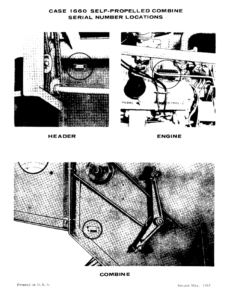Схема запчастей Case IH 1660 - (005B) - SERIAL NUMBER LOCATIONS (00) - GENERAL & PICTORIAL INDEX