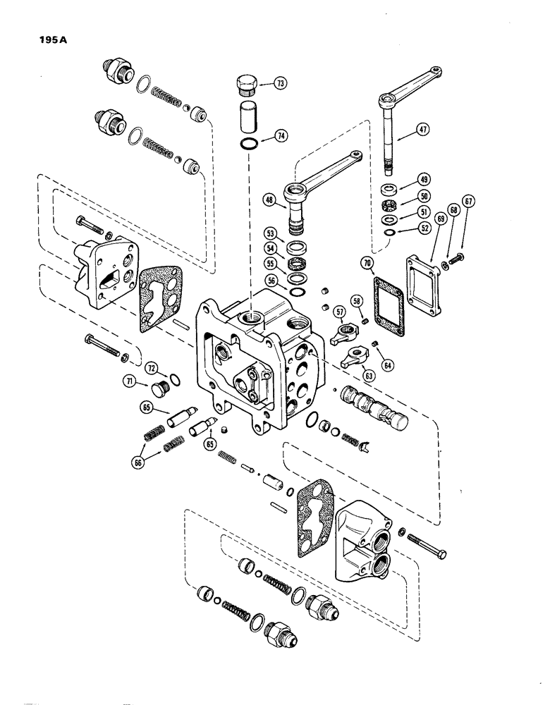 Схема запчастей Case IH 1270 - (195A) - A63762 HYDRAULIC CONTROL VALVE, LEFT HAND OPTIONAL (08) - HYDRAULICS