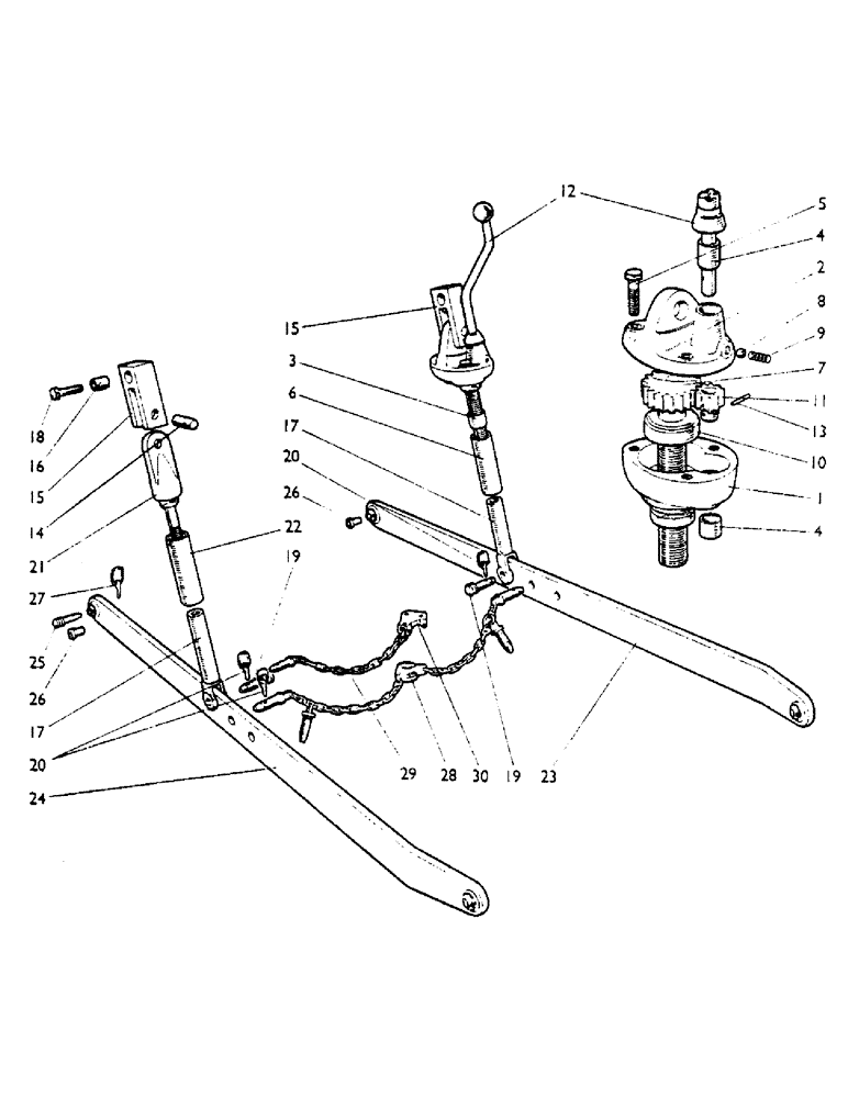 Схема запчастей Case IH 950 - (52) - LEVELLING LEVER, AND LIFT ROD (07) - HYDRAULIC SYSTEM