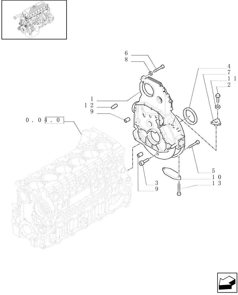 Схема запчастей Case IH F3AE0684G B001 - (0.04.3[01]) - FLYWHEEL CASE (500361137) 