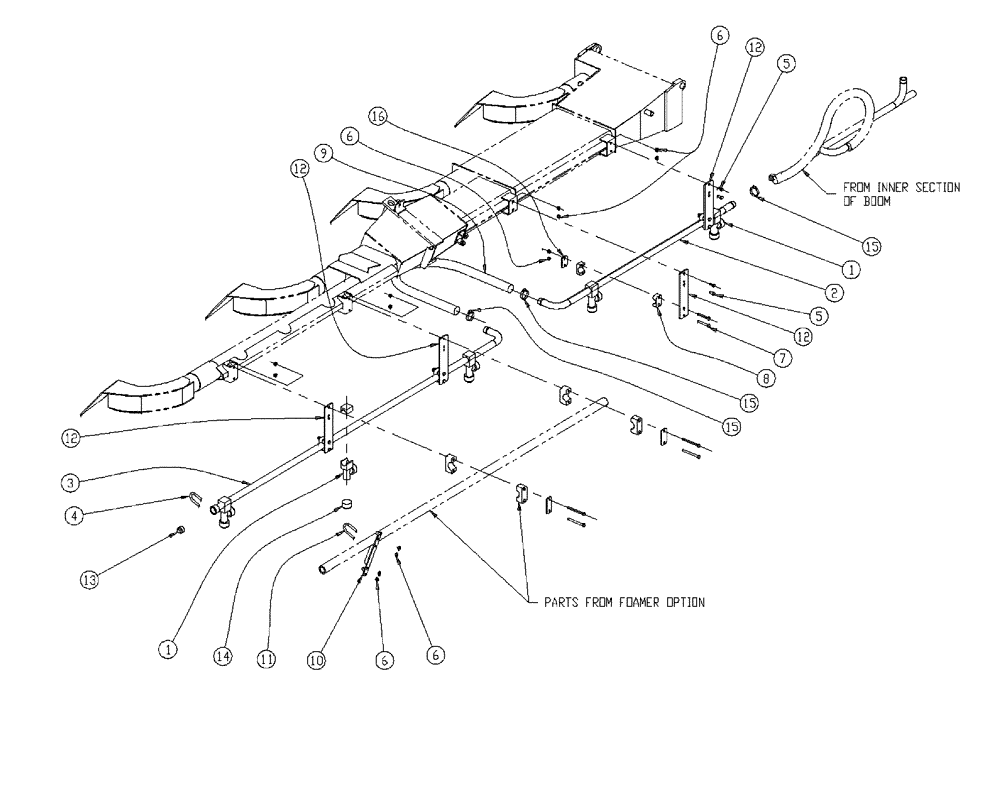 Схема запчастей Case IH 438 - (19-001) - WET BOOM, 3.0, RH, OUTER Wet Kit