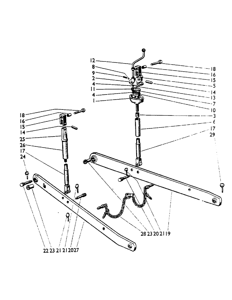 Схема запчастей Case IH 990B - (62) - LEVELLING LEVER AND LOWER LINK (07) - HYDRAULIC SYSTEM